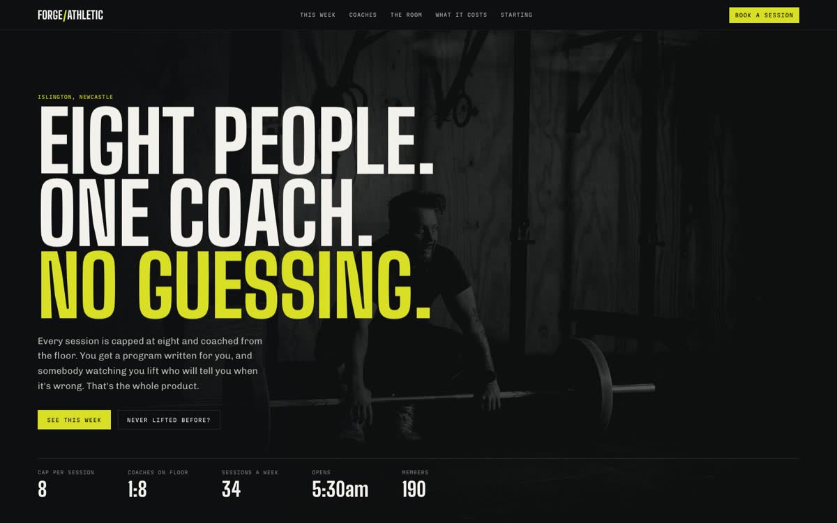 Forge Athletic demonstration website